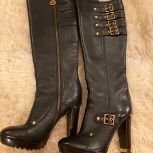 Tory Burch tall black leather boots size 7.5
